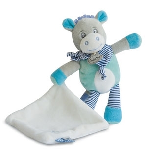 Peluche âne bleu Picotin avec mouchoir - petit modèle - BN0182 Baby Nat