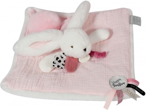 Doudou lapin Happy Blush blanc et rose DC3744 Doudou et compagnie