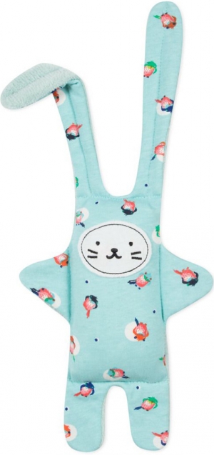 Doudou lapin vert imprimé oiseaux Catimini