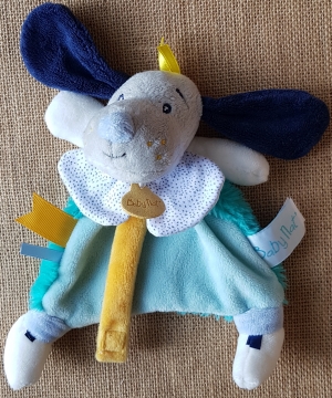 Doudou Pépin le chien vert et bleu BN0446 Baby Nat