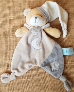 Doudou ours gris taupe luminescent étoile BN0138 Baby Nat