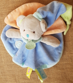 Doudou ours Gourmandises bleu et orange - BN0126 Baby Nat