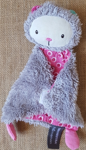 Doudou chat gris et rose fuschia Orchestra