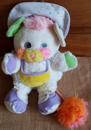 Popples violet et blanc bavoir et casquette Mattel, Popples, Vintage