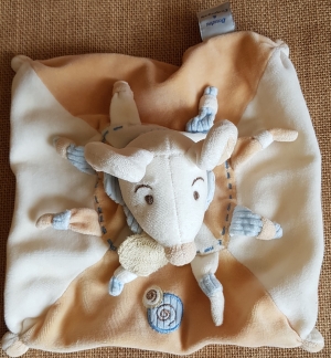 Doudou souris marron bleu blanc Douvelours Doudou et compagnie