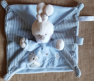 Doudou lapin ABC bleu rayé Nicotoy, Kiabi - Kitchoun