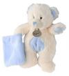 Peluche ours blanc doudou bleu BN783 Baby Nat