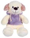 Peluche chien blanc pull biolet Les z'amis capuch Gipsy