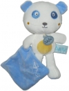Peluche ours panda blanc et bleu tenant un mouchoir BN0153 Baby Nat