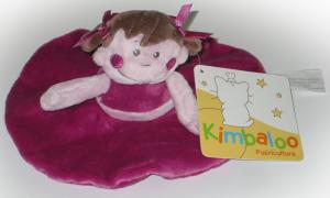 Doudou poupée princesse plat rond rose foncé, violet marionnette