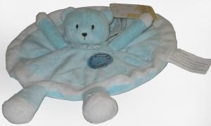 Doudou ours Attention bébé craquant rond bleu  Kimbaloo - La Halle, Brioche