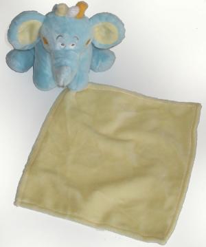Doudou éléphant bleu tenant un mouchoir crème Kimbaloo - La Halle