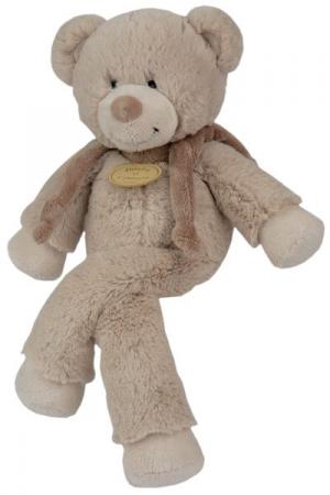 Doudou peluche ours marron gris (taupe) écharpe très doux, longues pattes, collection les Bonbons Doudou et compagnie