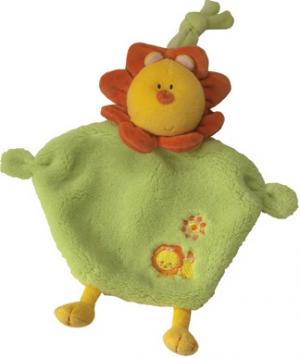 Doudou lion vert jaune orange Jemini