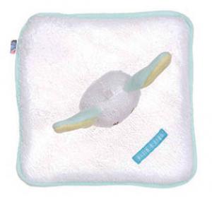 Doudou lapin éponge blanc et bleu sos