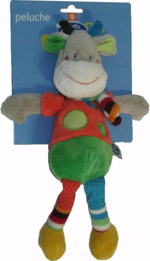 Peluche vache girafe multicolore rouge vert Mots d'enfant - Leclerc