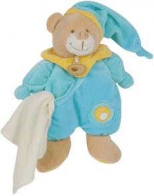Peluche ours bleu turquoise avec doudou BN503 Baby Nat