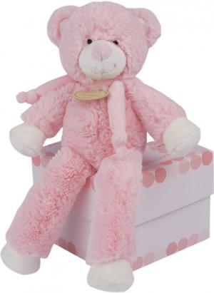 Doudou peluche ours rose, écharpe, très doux, longues pattes, collection les Bonbons Doudou et compagnie