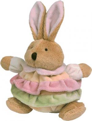 Doudou lapin peluche volants rose et vert BN856 Baby Nat