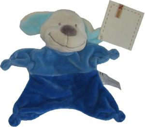 Doudou chien bleu et blanc Nicotoy
