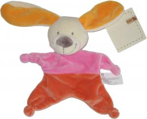 Doudou lapin rose et orange Nicotoy