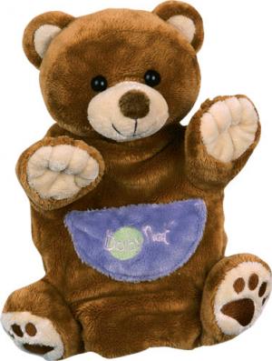 Marionnette ours marron, poche violette BN860 Baby Nat
