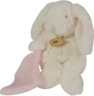 Doudou lapin blanc tenant un mouchoir rose BN660 Baby Nat
