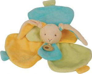 Doudou lapin pétales bleu jaune et vert BN652 Baby Nat