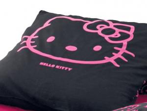 Taie d'oreiller Hello Kitty Noir et rose