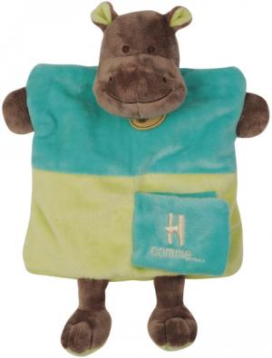 Doudou hippopotame marionnette bleu et vert H comme ... - BN 669 Baby Nat