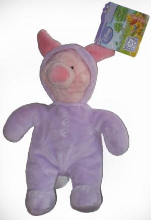 Doudou cochon rose Porcinet en pyjama avec capuche violet Nicotoy, Disney Baby, Gémo - Vétir