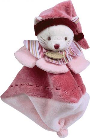 Doudou chat rose plat carré Minouchette Doudou et compagnie
