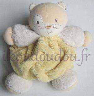 Doudou chat plume jaune et blanc Kaloo