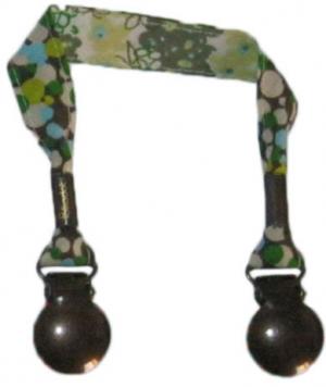 Attache-doudou vert à pois et  fleurs Polkadot