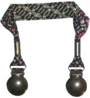 Attache-doudou fleuri et motifs géométriques beige et noir Polkadot
