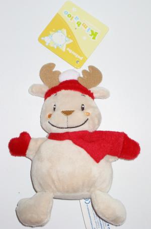 Doudou renne du Père Noël, bonnet et écharpe rouge Kimbaloo - La Halle