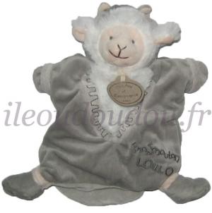Doudou marionnette mouton blanc déguisé en loup gris Mon mouton LOULOU Doudou et compagnie
