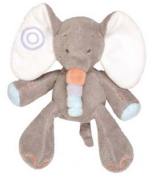 Doudou peluche éléphant gris, oreilles blanches. Petit modèle Nattou