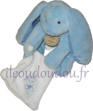 Mon doudou lapin bleu tenant un mouchoir  Doudou et compagnie
