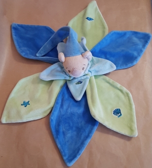 Doudou Koala Coco bleu et vert Takinou, Vintage