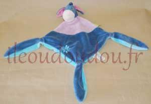 Doudou Bourriquet plat bleu et violet , 3 noeuds, fleur marguerite brodée Disney Baby, Simba Toys (Dickie), Nicotoy
