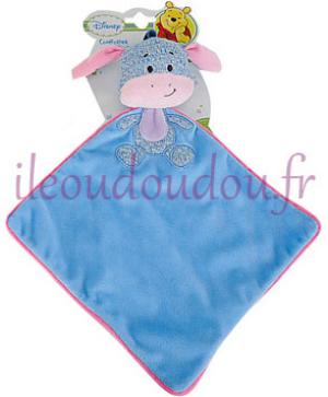 Doudou Bourriquet plat bleu et rose, maille tricotée Disney Baby, Nicotoy, Simba Toys (Dickie)