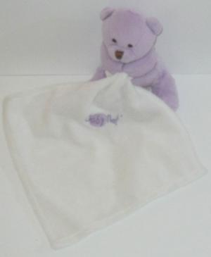 Doudou ours violet tenant un mouchoir blanc BN3530 Baby Nat