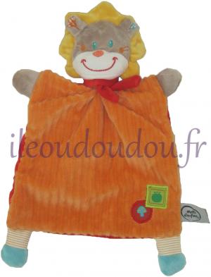 Doudou lion plat orange Mots d'enfant - Leclerc