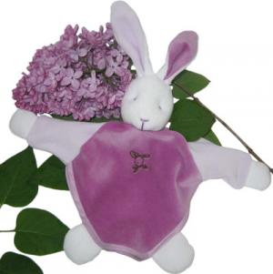 Doudou lapin violet et parme Lilou Blanchet Peluche de France