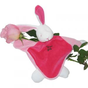 Doudou lapin rose et fushia Rosa Blanchet Peluche de France