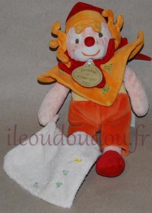 Peluche clown orange avec doudou Doudou et compagnie