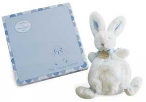 Doudou lapin Bonbon blanc et bleu DC2121 Doudou et compagnie