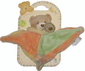 Doudou ours vert et orange Baby Nat