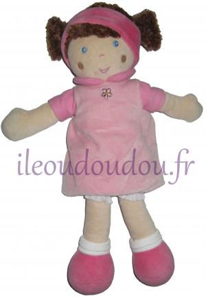 Doudou poupée robe et bandeau roses Nounours, Vintage